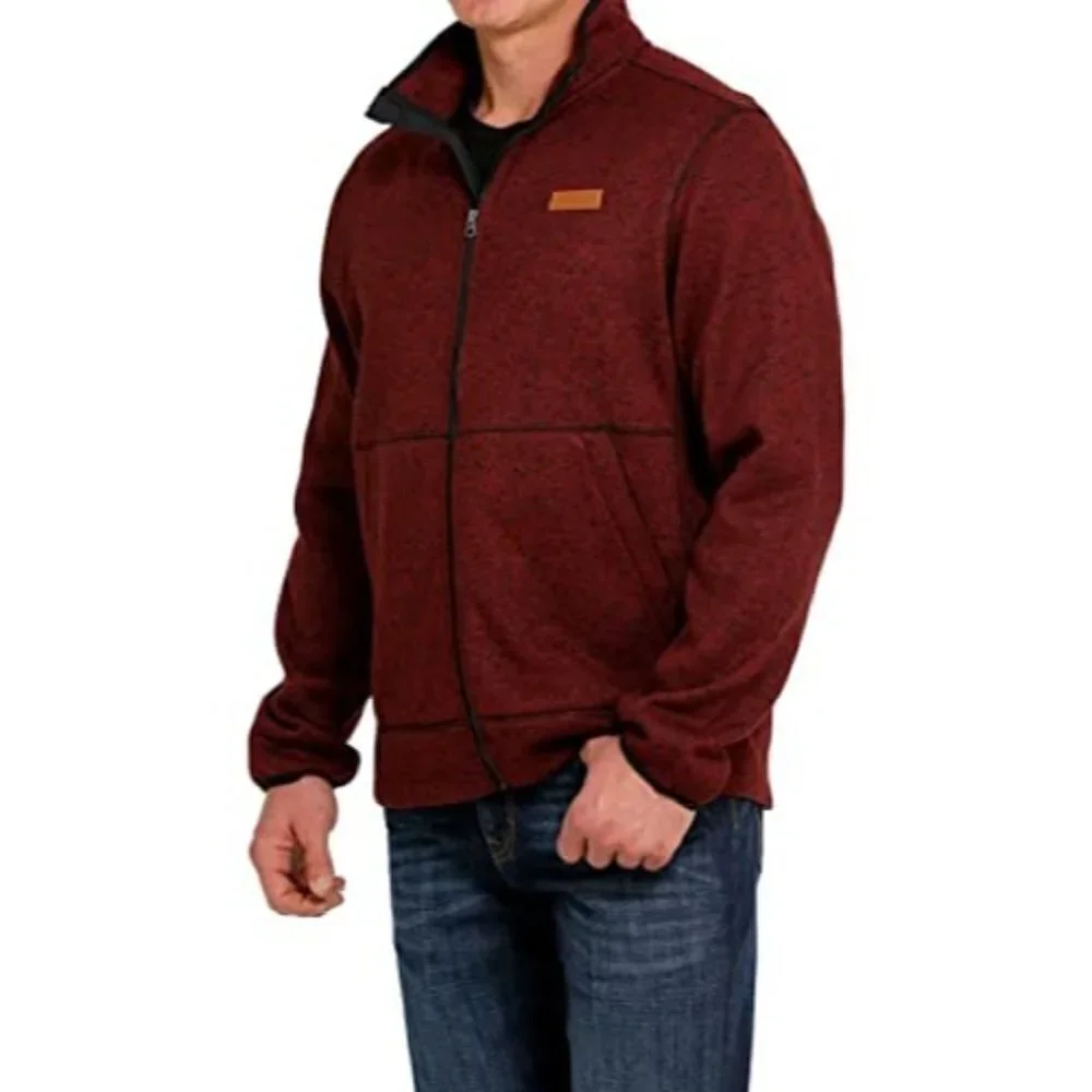 Cinch Men's Full Zip Heavyweight Fleece Sweater Jacket Burgundy